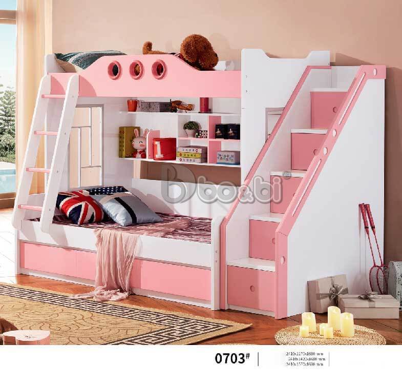Giường ngủ công chúa màu hồng dễ thương BBLSL0703GN-1