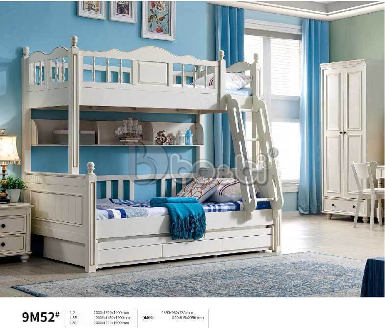 Giường tầng trẻ em 2 tầng màu trắng BBLSL9M52GT-1