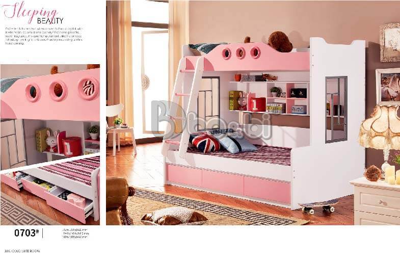 Giường ngủ công chúa màu hồng dễ thương BBLSL0703GN-2
