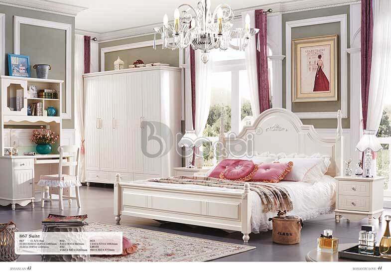 Giường công chúa cho bé gái kiểu dáng cách điệu BB867GN-1