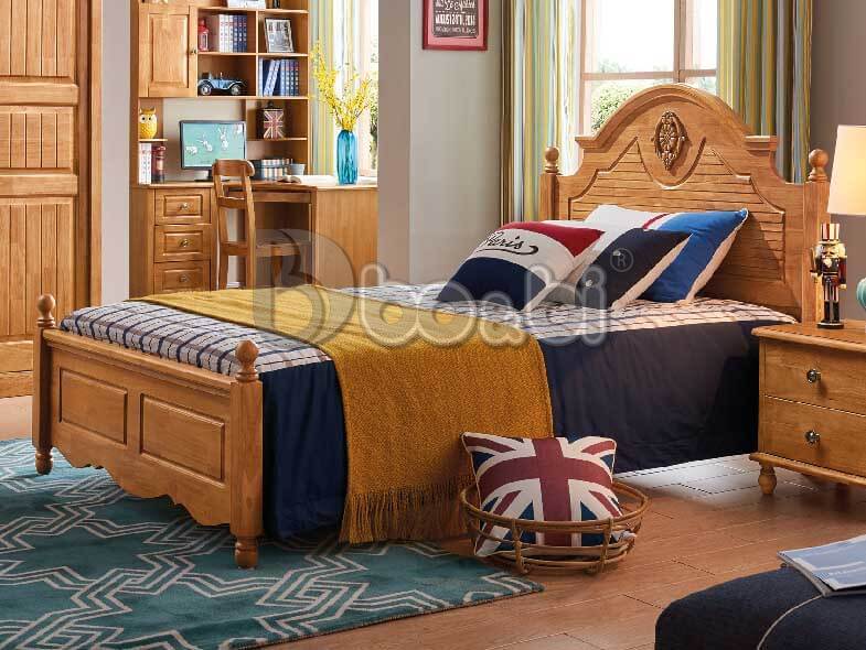Giường ngủ trẻ em gỗ tự nhiên cao cấp BBJY211GN-1