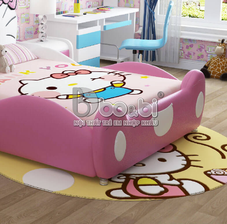 Giường bọc da cho bé gái hình Hello Kitty đáng yêu BBBABY12G 3