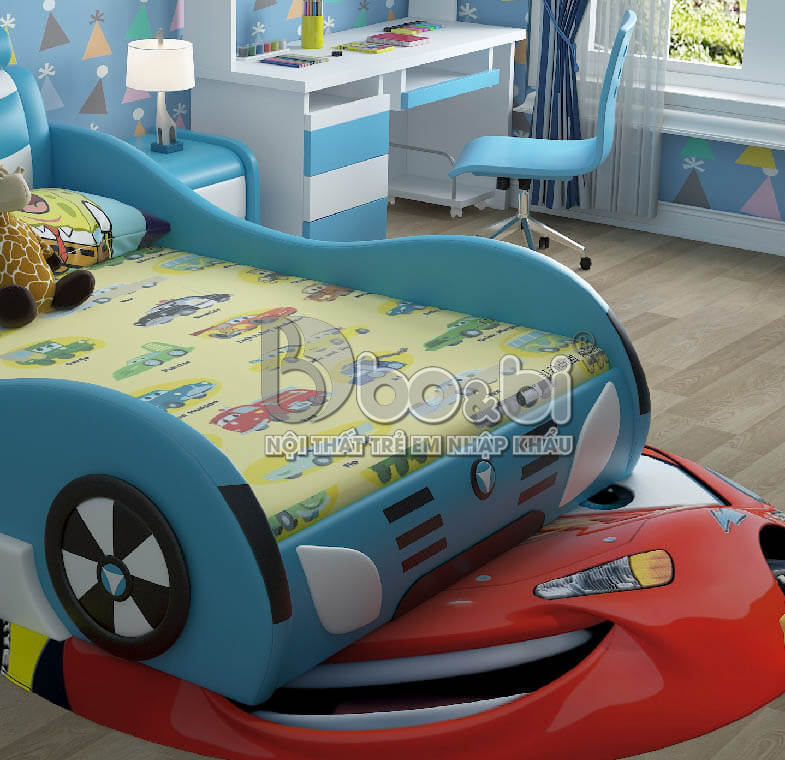 Giường ngủ bọc da hình ô tô cá tính cho bé BBBABY07G-3