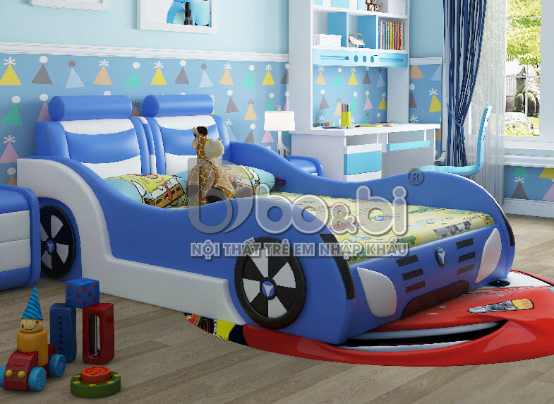 Giường ngủ bọc da hình ô tô cá tính cho bé BBBABY07G-7