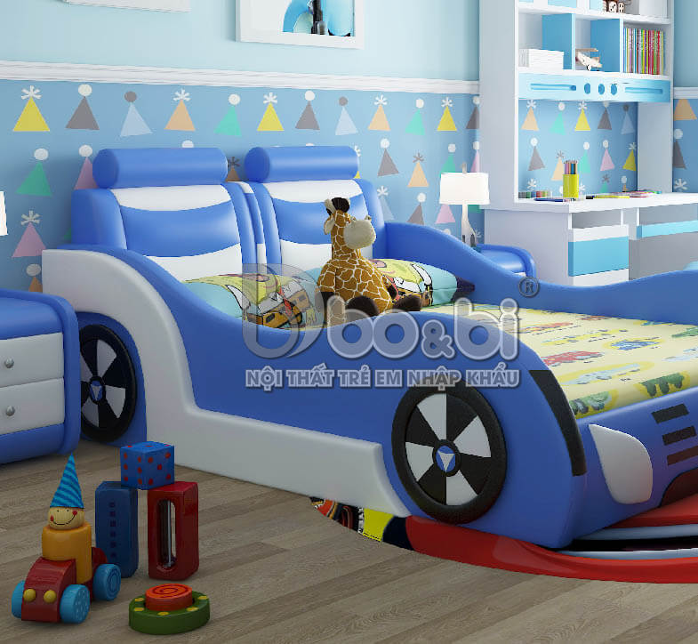 Giường ngủ bọc da hình ô tô cá tính cho bé BBBABY07G-8
