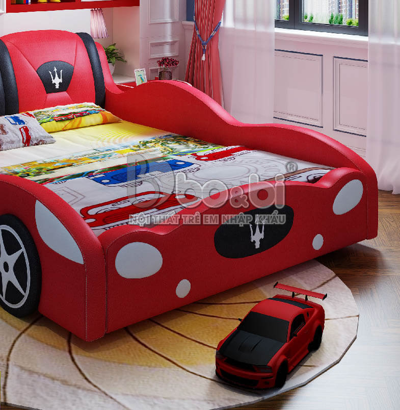 Giường ngủ bọc da hình ô tô cho bé BBBABY03G-4
