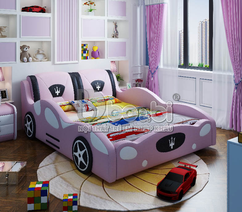 Giường ngủ bọc da hình ô tô cho bé BBBABY03G-6