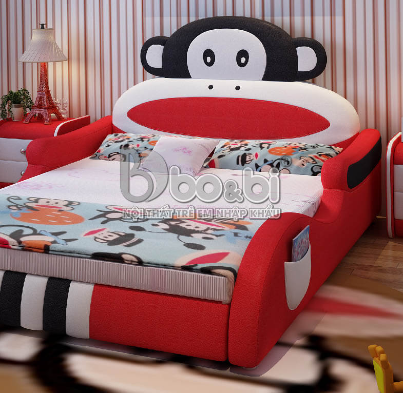 Giường ngủ hình khỉ con đáng yêu bọc da  BBBABY05G -3