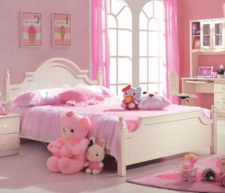 Mẫu phòng ngủ màu hồng đẹp như cổ tích cho bé gái