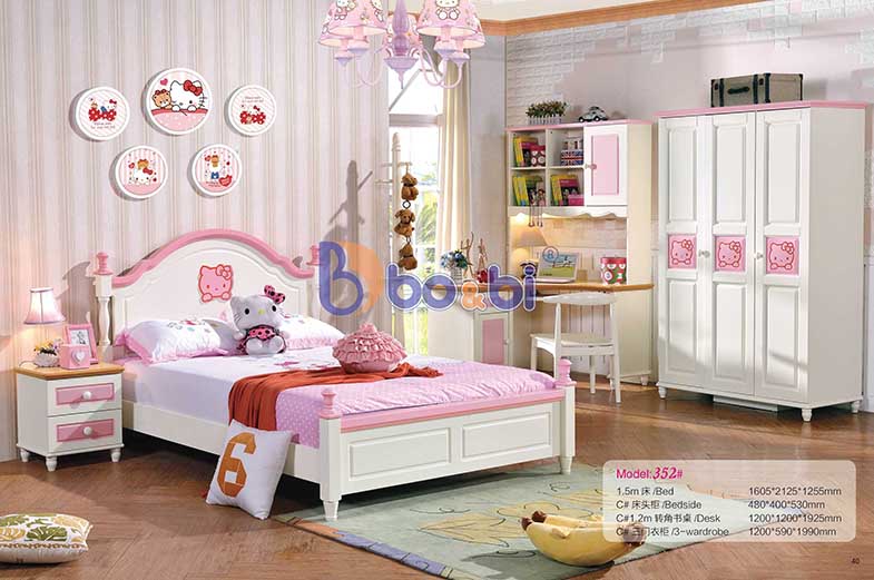Giường ngủ cho bé màu hồng đáng yêu BBHHMG352G-2
