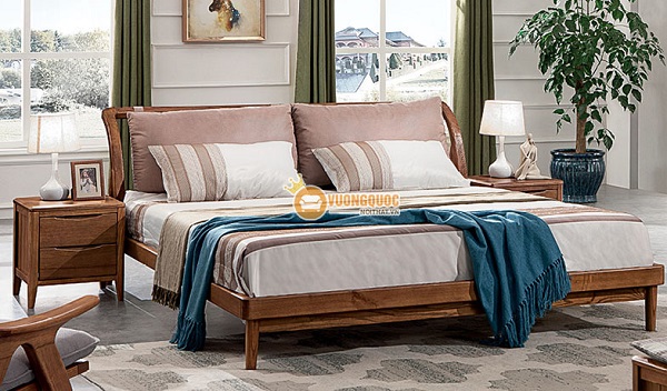 Mẫu giường ngủ gỗ đẹp phong cách country style