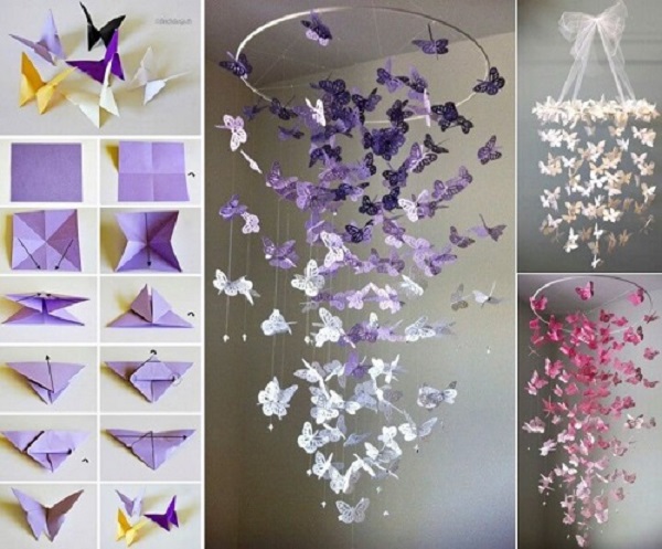 Cách 3: Cắt giấy màu thành hình cánh bướm trang trí