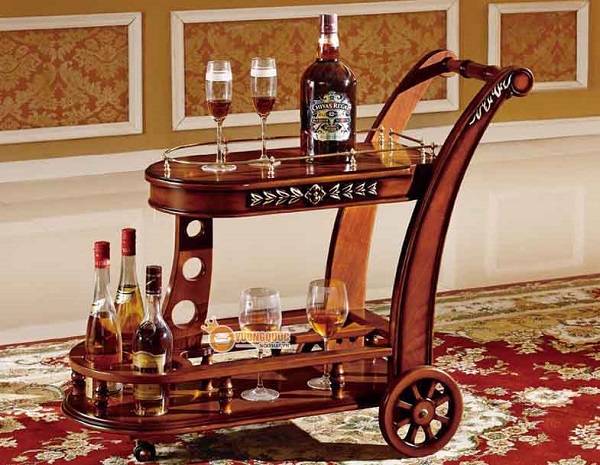 Mẫu xe đẩy rượu cao cấp bằng gỗ sồi
