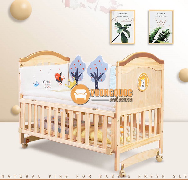 Giường cũi trẻ em gỗ tự nhiên