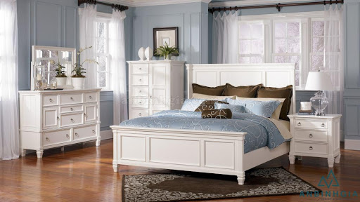 Giường gỗ sồi trắng phong cách hiện đại