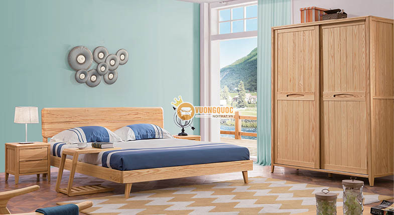 Bộ phòng ngủ thiết kế đơn giản với tone chủ đạo xanh dương