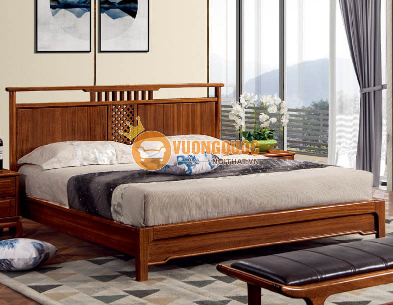 Bộ giường ngủ gỗ tự nhiên phong cách hiện đại