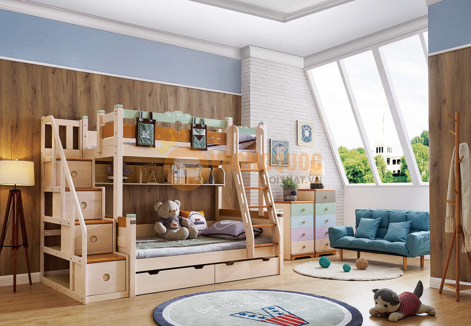 Giường ngủ phong cách hiện đại làm bằng gỗ tự nhiên