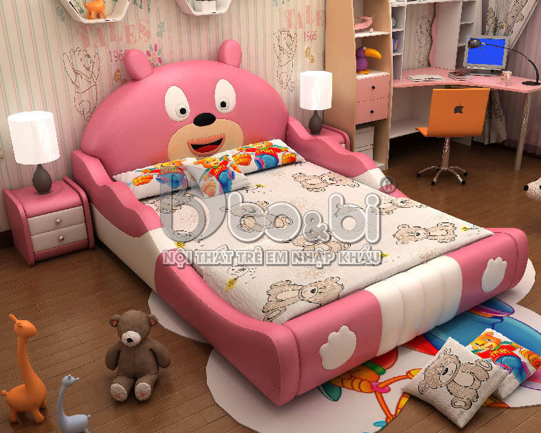 Giường màu hồng xinh xắn cho bé 