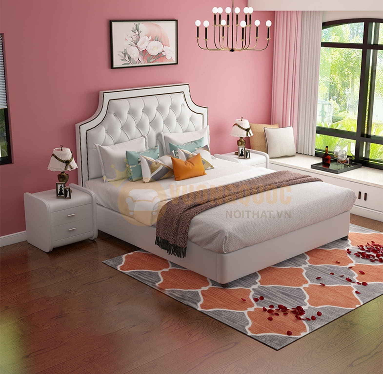 Đồ nội thất cho bé gái với thiết kế đơn giản sử dụng chủ yếu màu hồng 