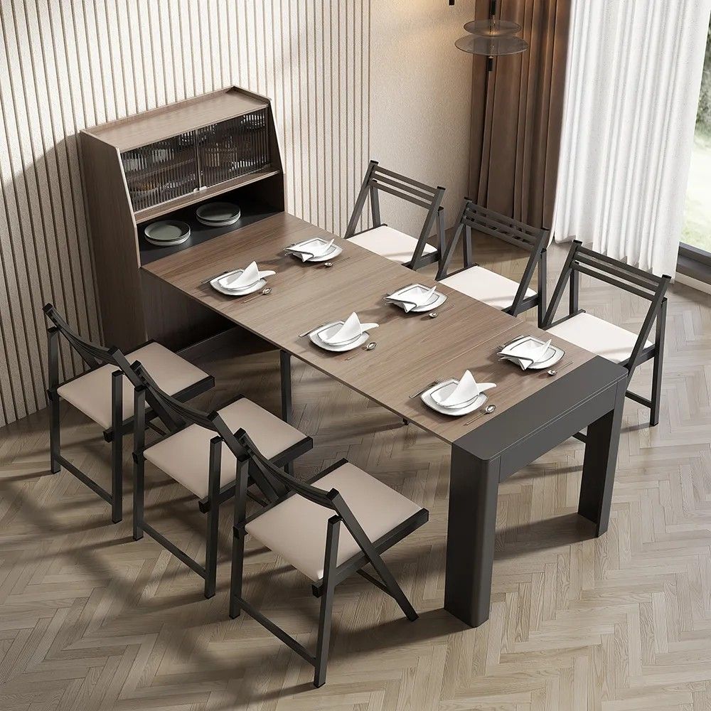 Bộ bàn ăn gấp gọn thiết kế đơn giản 